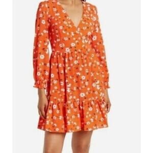 Eliza J- Fit and Flare- Orange Floral Dress- size 8